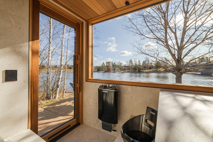Kirami FinVision® -sauna Zero M - sisäpuolelta korallinvalkoinen