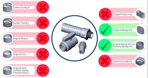 Woody Ventile als Verlängerung des Ablasses von Woody-Badefässern.